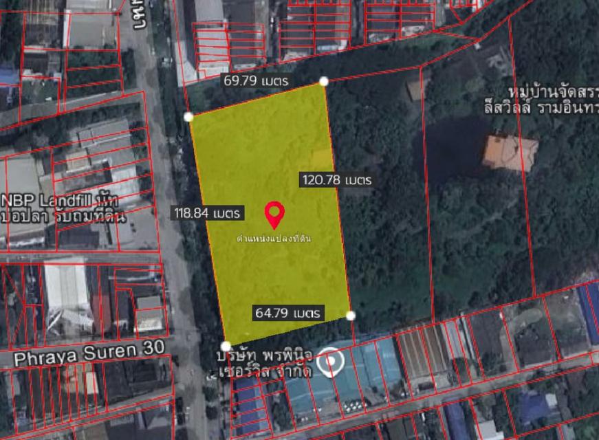 ให้เช่าที่ดิน เนื้อที่ 6 ไร่ (โดยประมาณ) ถ.เจริญพัฒนา เยื้อง ซ.พระยาสุเรนท์ 30 5