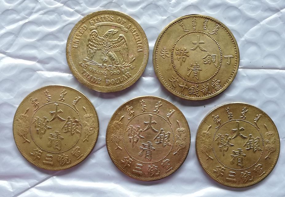 เหรียญโบราณสหรัฐอเมริกา1875-เหรียญทองแดงมังกรจีนโบราณ ปี 2433-2451 2