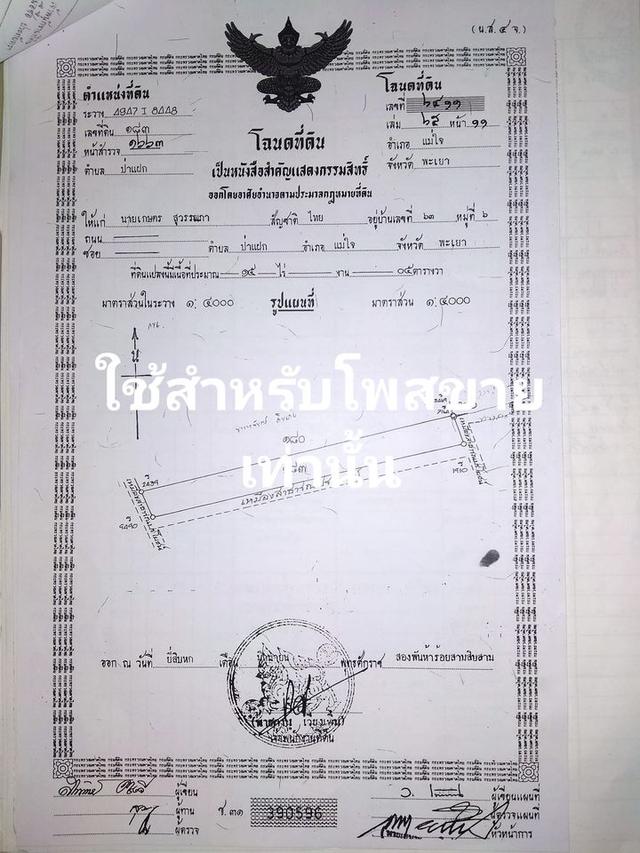 ขายที่นา 15 ไร่ อ.แม่ใจ จังหวัดพะเยา