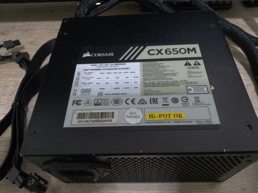 ชุดจ่ายไฟคอมพิวเตอร์เดสท็อป Corsair® CX650M มือสอง แท้ ราคา 840 บาท รวมค่าส่งทั่วไทย 8