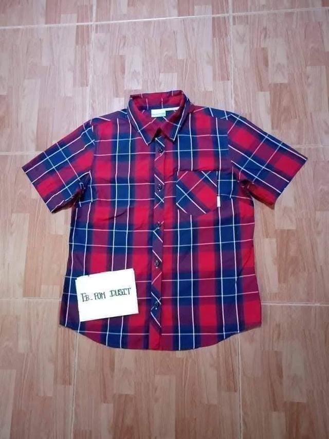 COLUMBIA / OMNI-WICK เสื้อเชิ๊ตลายสก็อตสีโทนแดงด้าน ผ้าโพลีผสม งานสวยสะอาด สภาพดีมาก ไม่มีตำหนิ