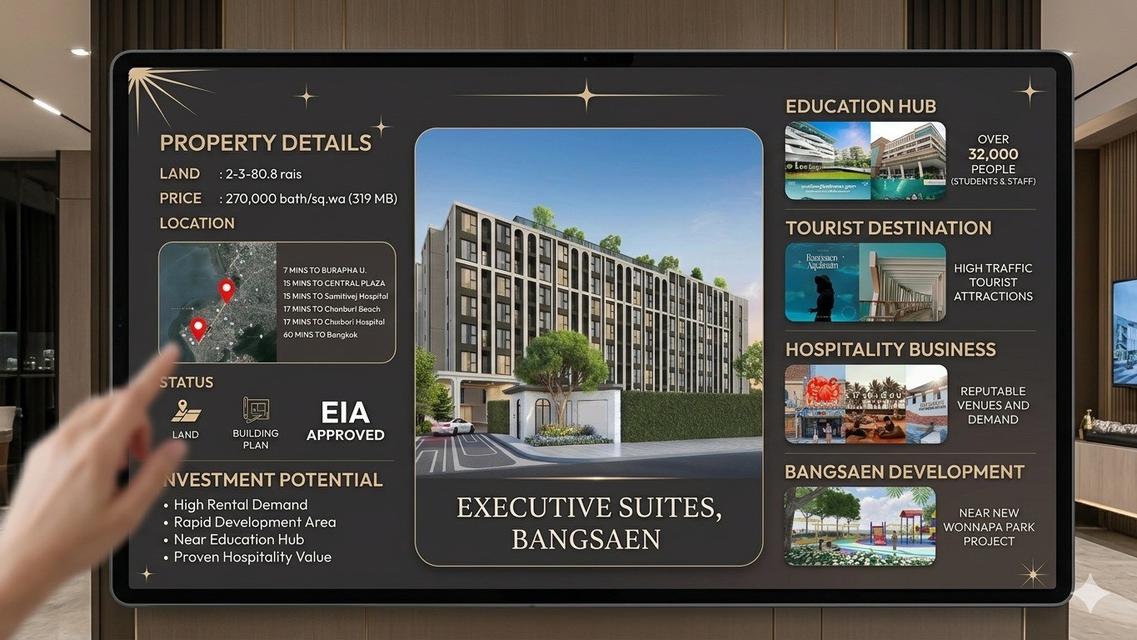 ดินทำเลทองผืนสุดท้ายใจกลางบางแสน “Executive Suites, Bangsaen” โอกาสทองของนักลงทุนที่ห้ามพลาด! 🔥 1