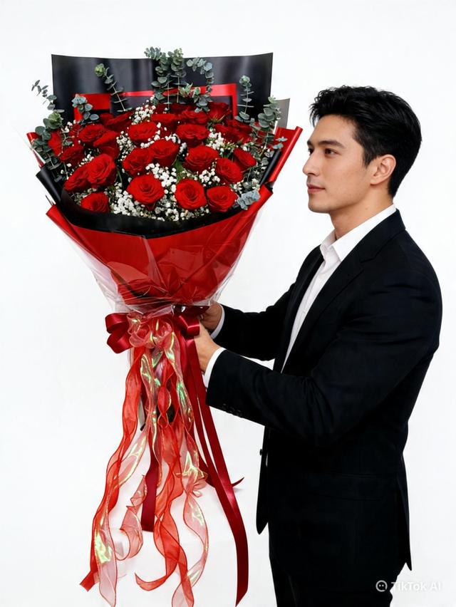 ช่อกุหลาบแดงนอกแซมยิปซีนอก ห่อโทนแดงดำ ส่งคุณลูกค้าที่มีนบุรี รามอินทรา หทัยราษฏร์ ถนนนิมิตใหม่ ถนนสามวา สุวินทวงศ์ รูปย่อยที่ 3