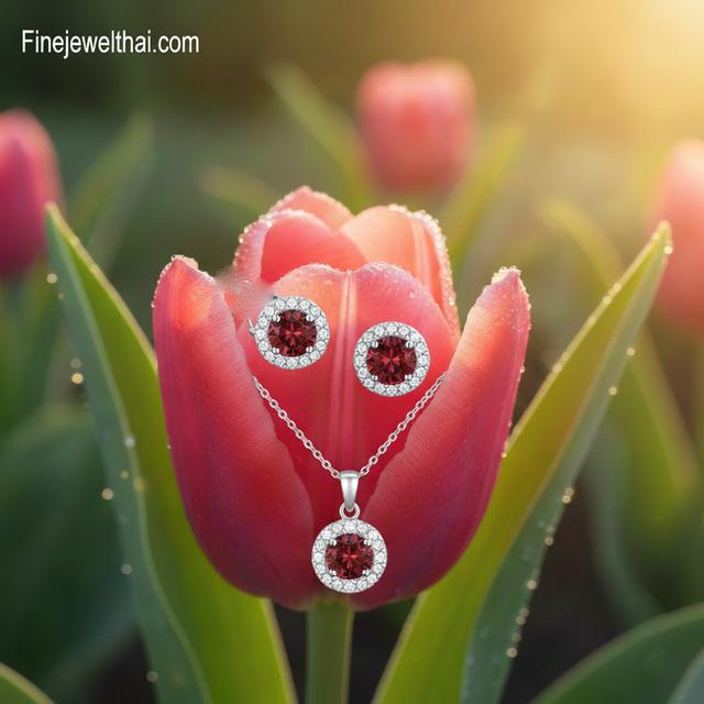 Finejewelthai เครื่องประดับพลอยแท้ เสริมมงคล ต่างหู แหวนโกเมน รูปที่ 2