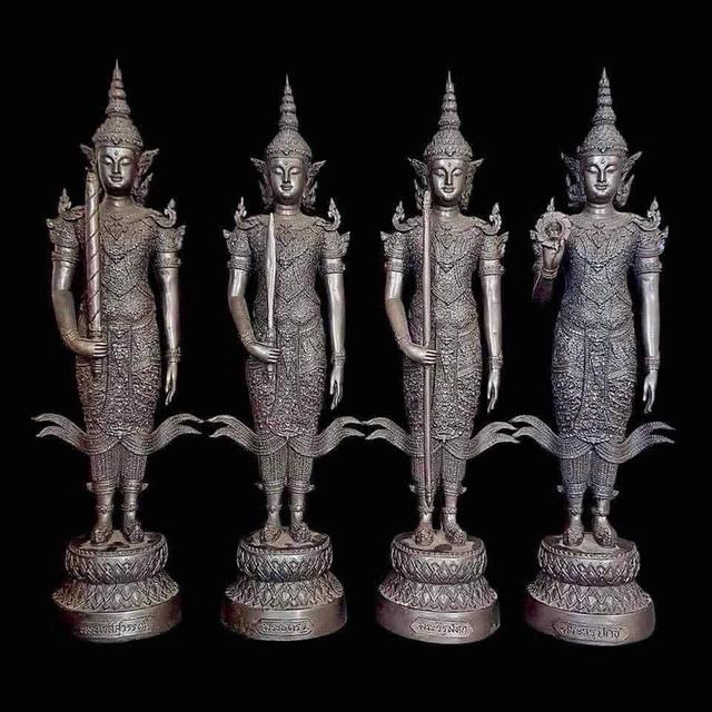 ท้าวจตุโลกบาลทั้งสี่ทิศ ผู้พิทักษ์สี่ทิศ วัดท่าซุง ปี54 เนื้อทองเหลือง ขนาดสูง15นิ้ว