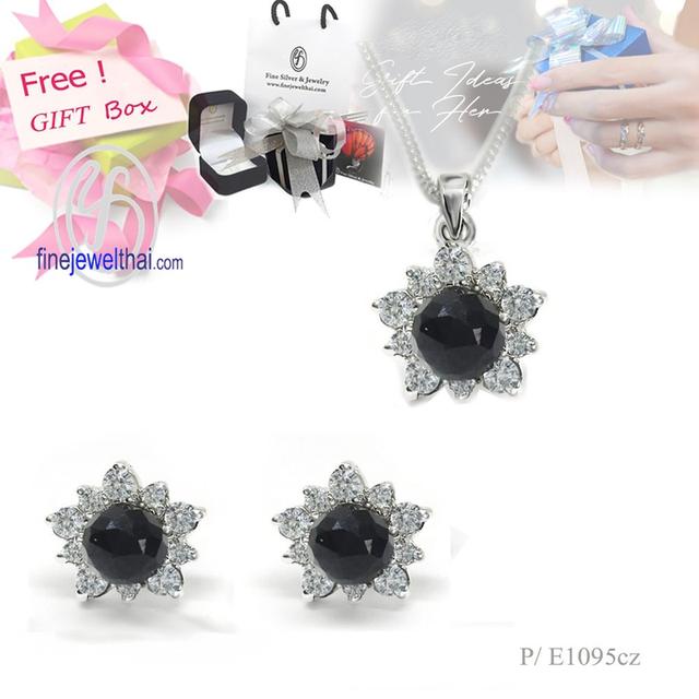 Finejewelthai ชุดเครื่องประดับ จี้นิลพร้อมต่างหูนิลแท้