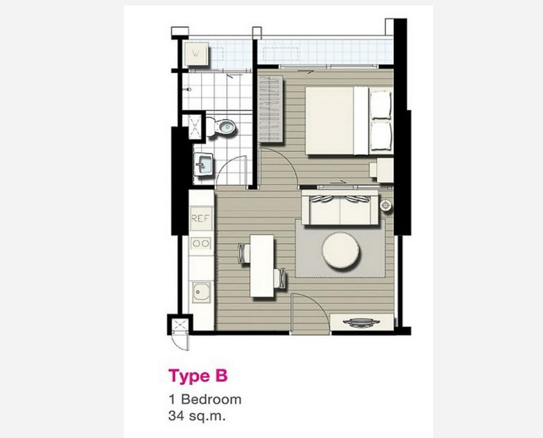 ขายขาดทุน SYM Vibha-Ladprao Condominium แบบ 1 ห้องนอน ชั้น11 มีที่จอดรถประจำ ใกล้ BTS หมอชิต 7
