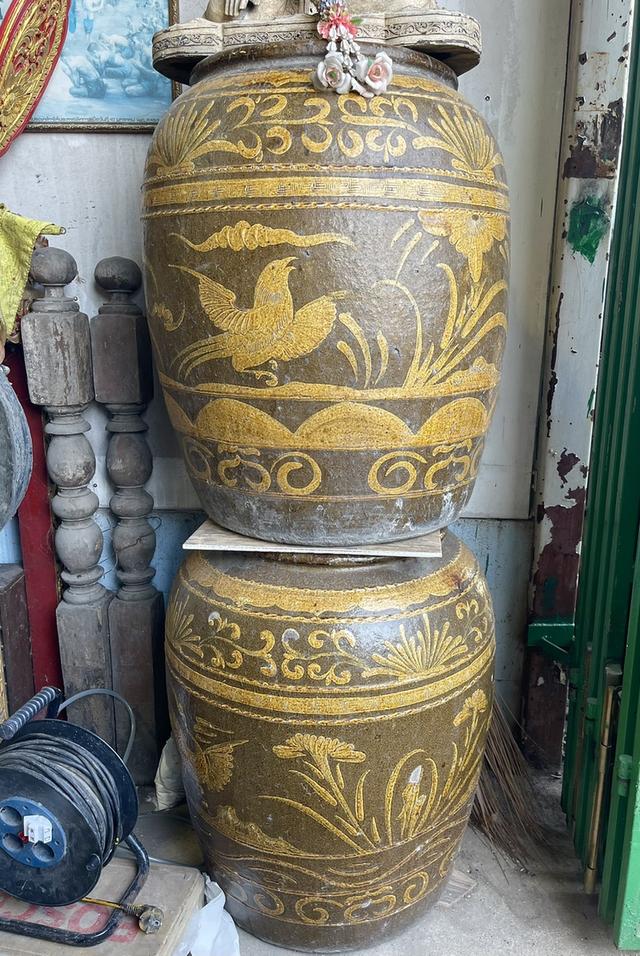 โอ่งเซี่ยงไฮ้ ลายนกหงส์หยก โอ่งลายนก โอ่งจีนโบราณ 6