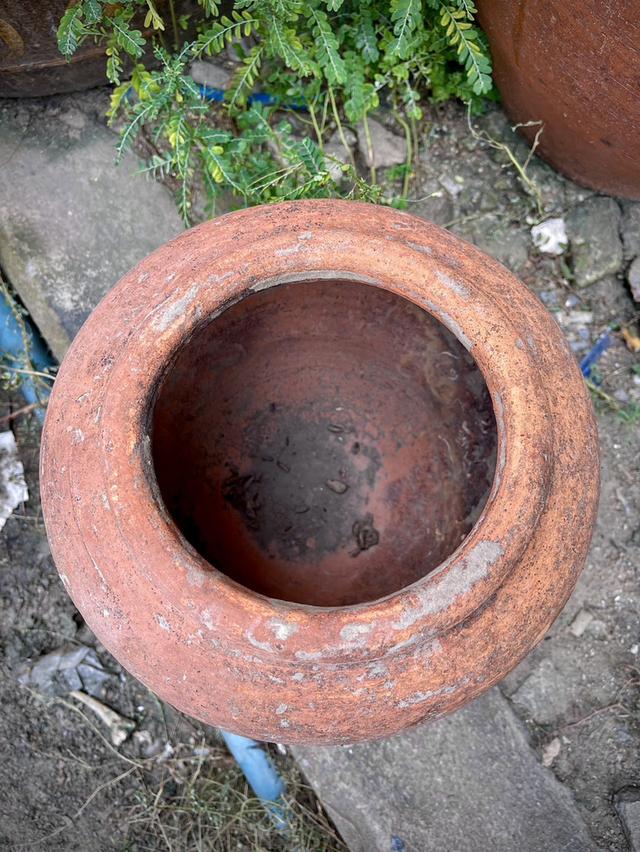 โอ่งแดงใบเล็ก โอ่งอยุธยา โอ่งโบราณ ขนาด9นิ้ว โอ่งดินเผา 2