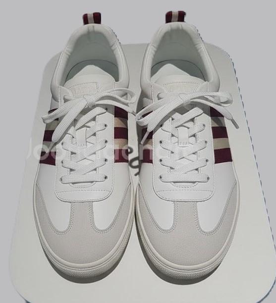 รองเท้า Bally Oriano men's red/white Striped Leather Low-Top Sneakers, Men’s 9