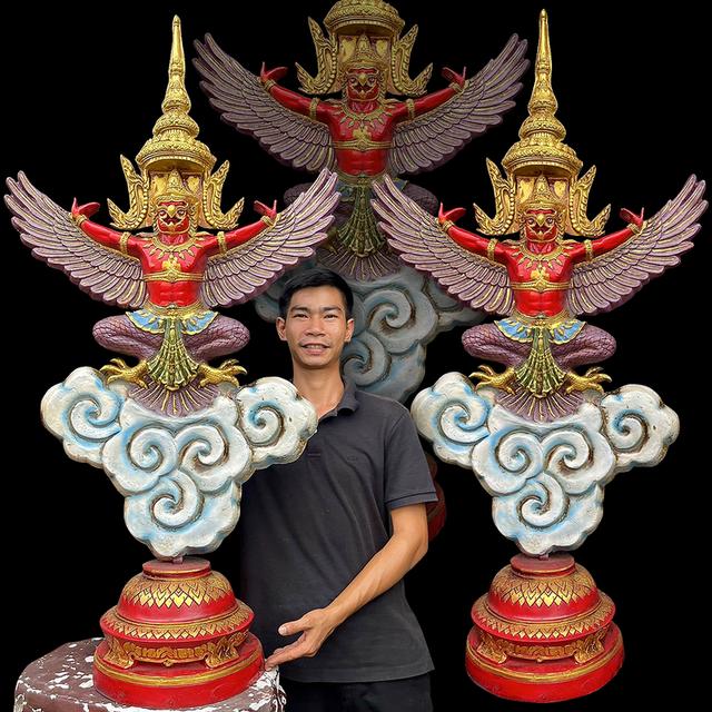 พญาครุฑตั้งโต๊ะ ขนาด70x135cm ครุฑตั้งโต๊ะบูชา
