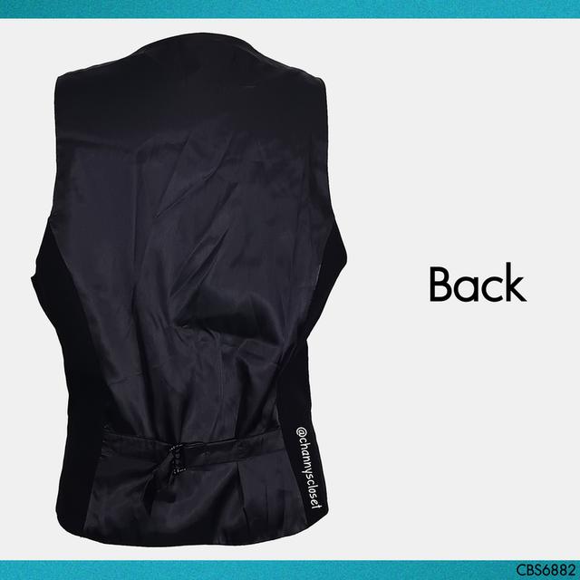 USED H&M - Sleeveless Black Vest | เสื้อกั๊กสีดำ เสื้อคลุม แขนกุด คอวี ผู้ชาย ทรงใหญ่ สีพื้น ปาร์ตี้ แท้ มือสอง