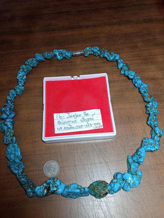 สร้อยหินเทอร์ควอยส์มือสองเม็ดเป้งๆหายากนะคะแบ่งปัน รูปที่ 4