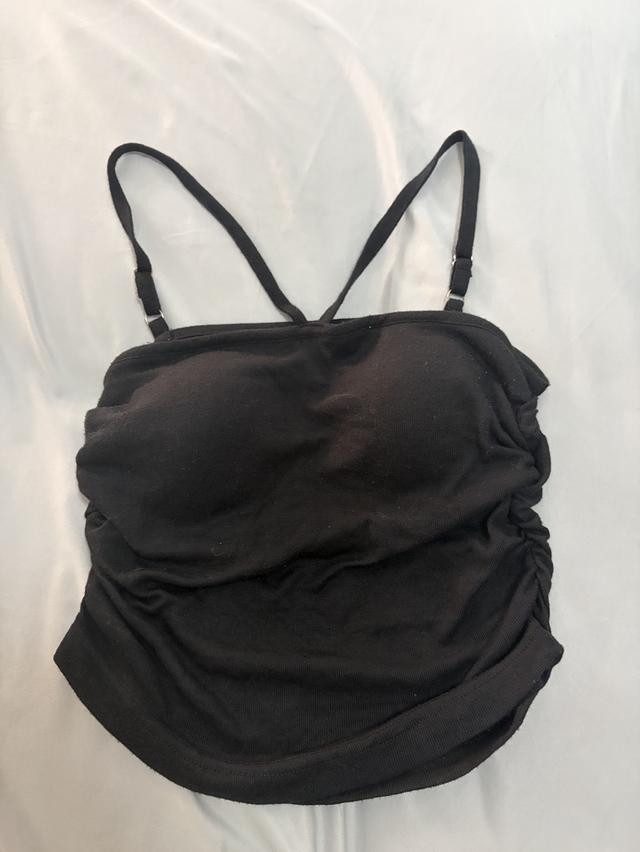 เสื้อครอปสีดำมือสองปรับสายได้