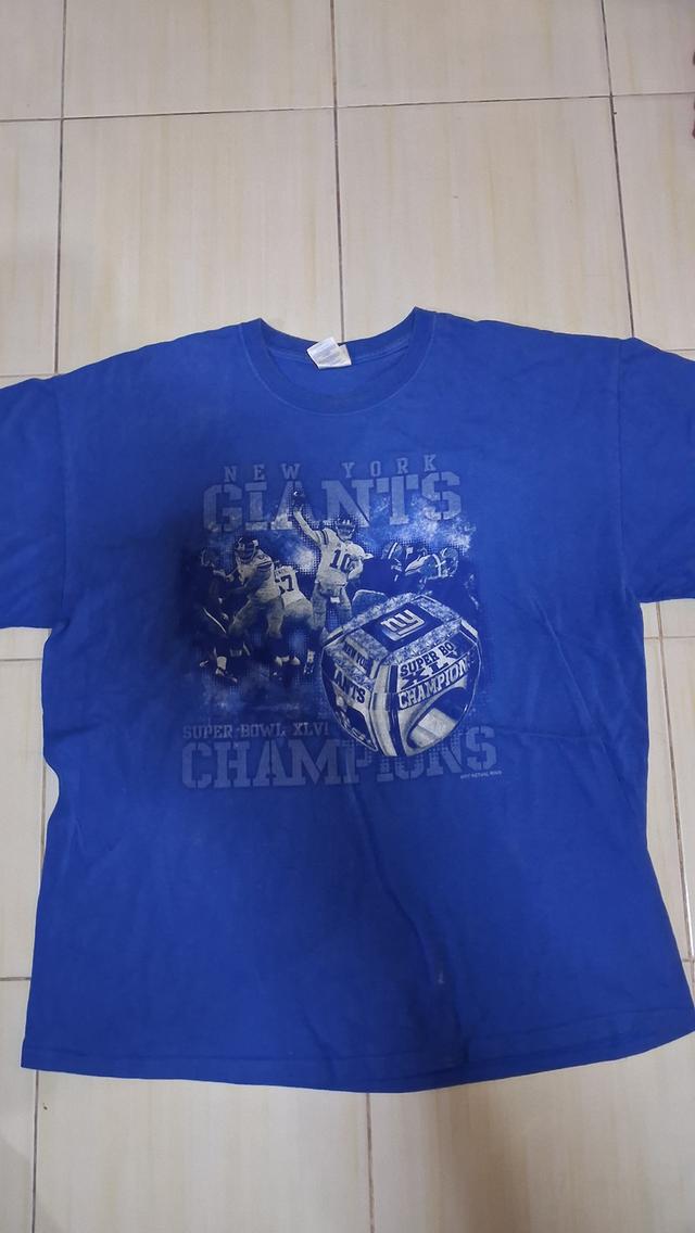 เสื้อยืดวินเทจมือสอง สีน้ำเงิน ตัวใหญ่ New York Giants แชมป์ Super Bowl XLVI (ปี 2012) Sz XL มือสองสภาพดี