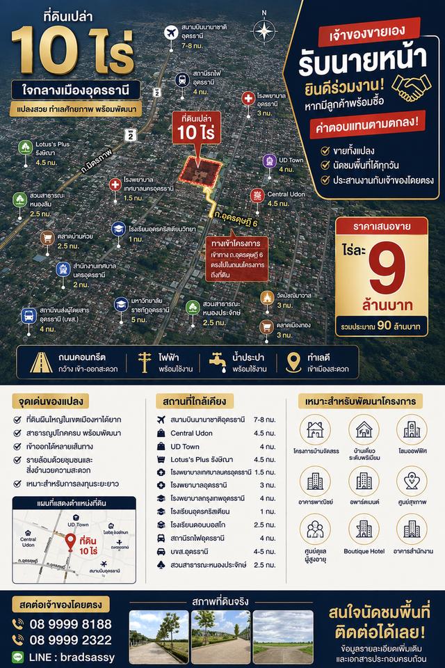 🏡 ขายที่ดินเปล่า 10 ไร่ ใจกลางเมืองอุดรธานี 1