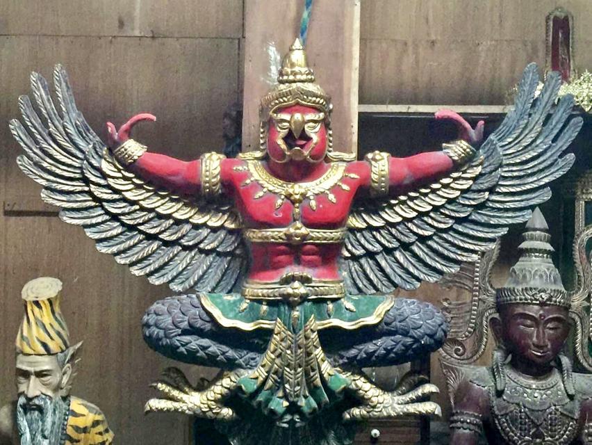 พญาครุฑไม้สัก ขนาด145ซม ครุฑไม้แกะ