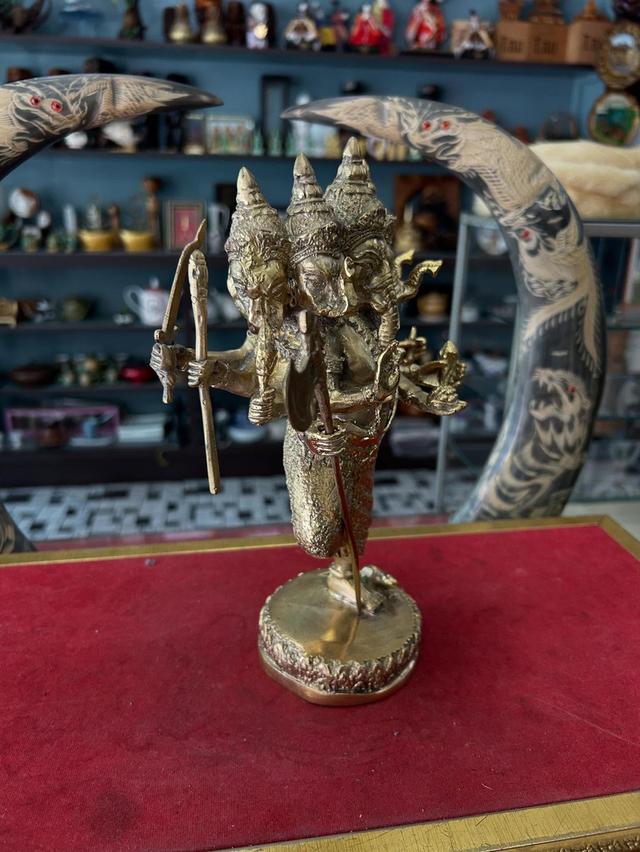 รูปหล่อพระพิฆเนศ 5 เศียร  เนื้อทองเหลือขัดเงา 3