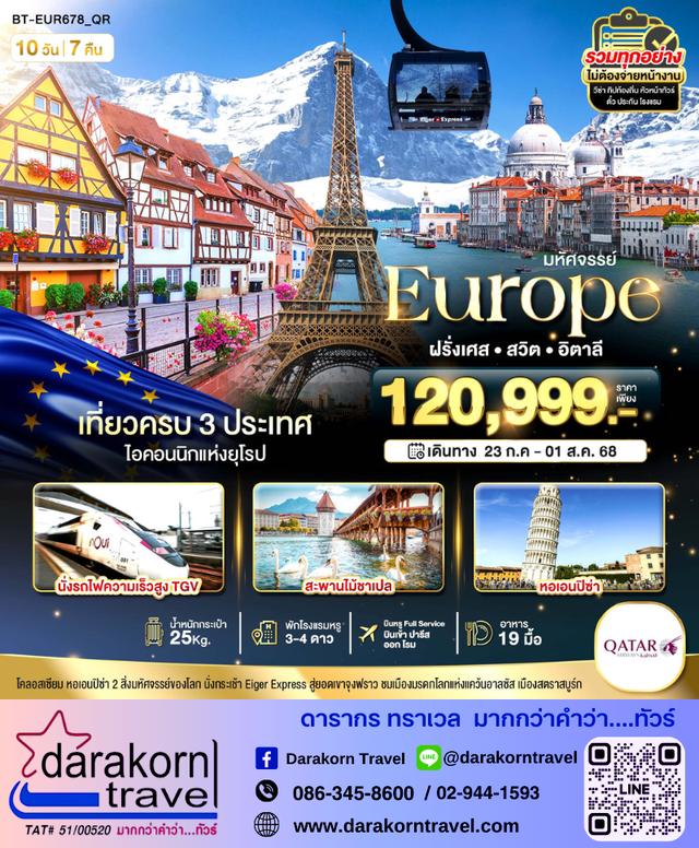 ทัวร์ยุโรป ฝรั่ง สวิต อิตาลี 10วัน 6คืน