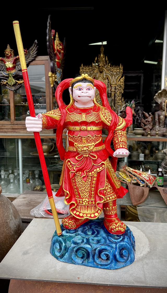 เห้งเจียไม้ เห้งเจียถือกระบอง แกะสลัก เห้งเจียหน้าดุ 5