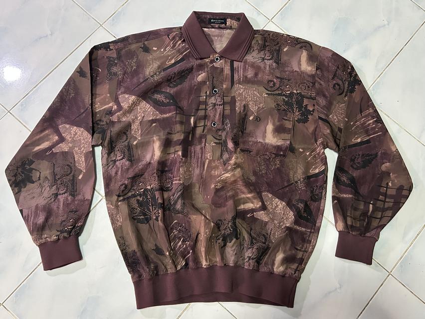 🍂 [เปิดขาย] เสื้อโปโลสเวตเตอร์วินเทจ 90s JACK DUVAN Modern - Abstract Leaf Pattern Knit Polo Shirt รูปที่ 2