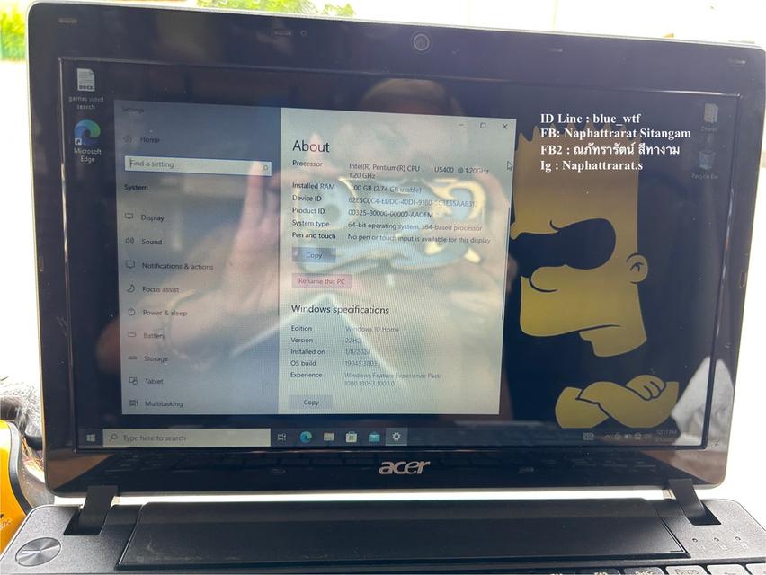 Acer Aspire 1830TZ (Aspire 1830T Series) 11.60นิ้ว Windows10Home สภาพใหม่มาก เหมือนมือ1 เครื่องสวยมาก 3