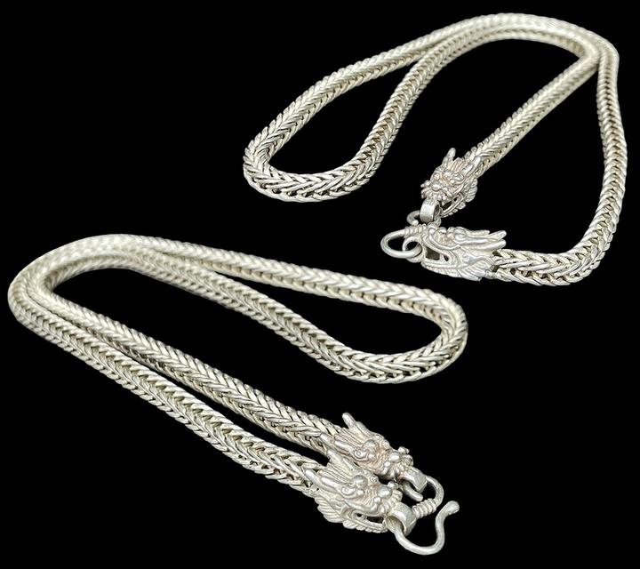 สร้อยเงินเก่า สร้อยคอเงิน หัวลายมังกร สร้อย 9