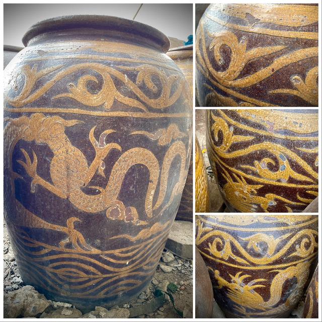 โอ่งไหหลำ ลายมังกร โอ่งดินเผาน้ำเคลือบโบราณ ศิลปะประเทศจีน 9