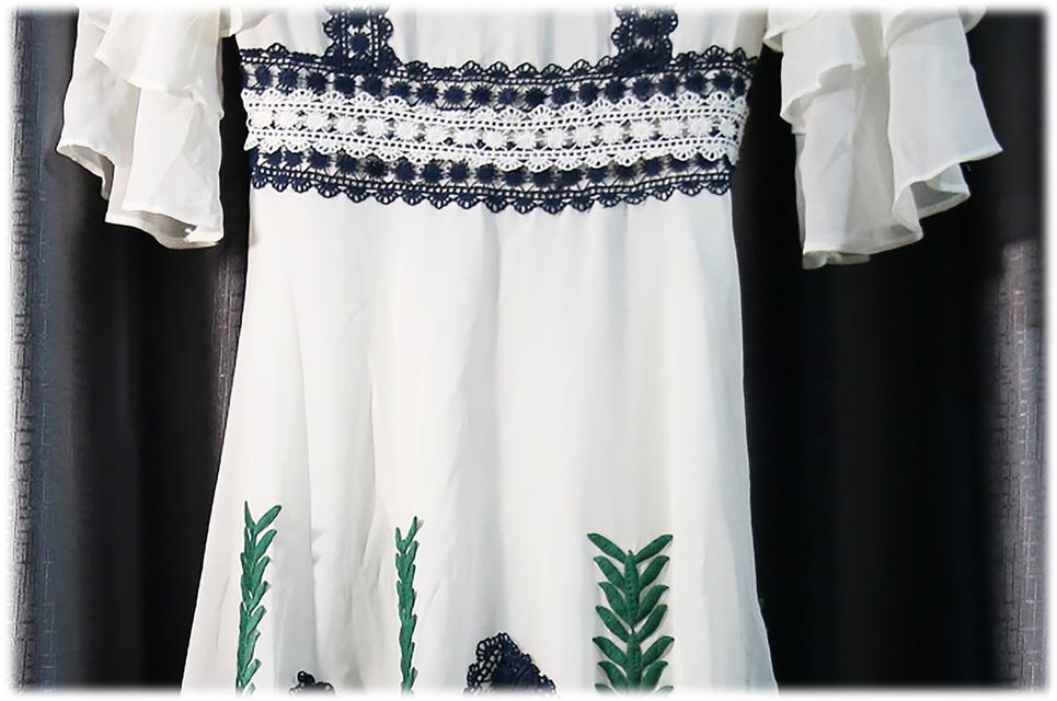 เดรส Cottagecore ลูกไม้ขาวปักลาย White Embroidered Cottagecore Dress with Lace @SP048 7