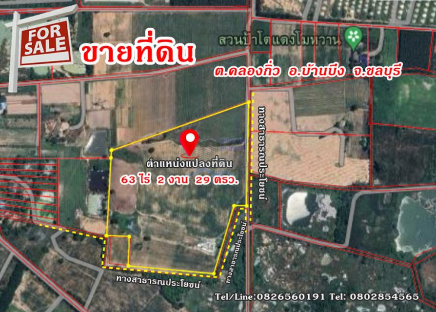 ขาย ที่ดิน แปลงใหญ่ ปรับลดราคาด่วน ต.คลองกิ่ว อ.บ้านบึง จ.ชลบุรี 63 ไร่ 2 งาน 29 ตรว ใกล้ถนน344 1