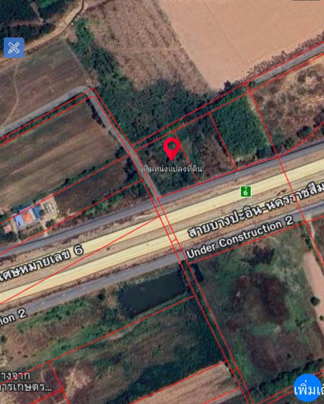 ขายที่ดินติดถนนเลียบมอเตอร์เวย์บางปะอินนครราชสีมาขามทะเลสอ​ ติดเรียบ​M6ใกล้ถนน 2068-290   4