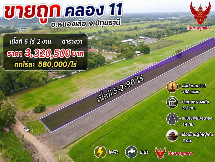 ขายที่ดินสวยเชิงเกษตรและบ้านสวน เนื้อที่ 5 ไร่ 2 งาน 90 ตารางวาต.บึงกาสาม อ.หนองเสือ จ.ปทุมธานี 3