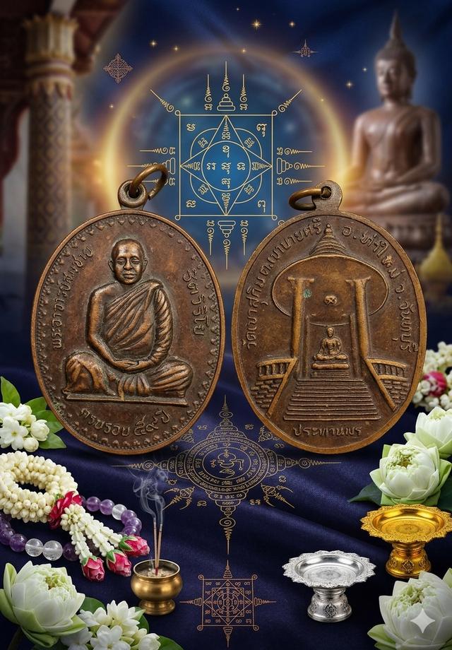 เหรียญประทานพร พุทธโคดม หลวงพ่อสมชาย วัดเขาสุกิม จ.จันทบุรี ปี 2527