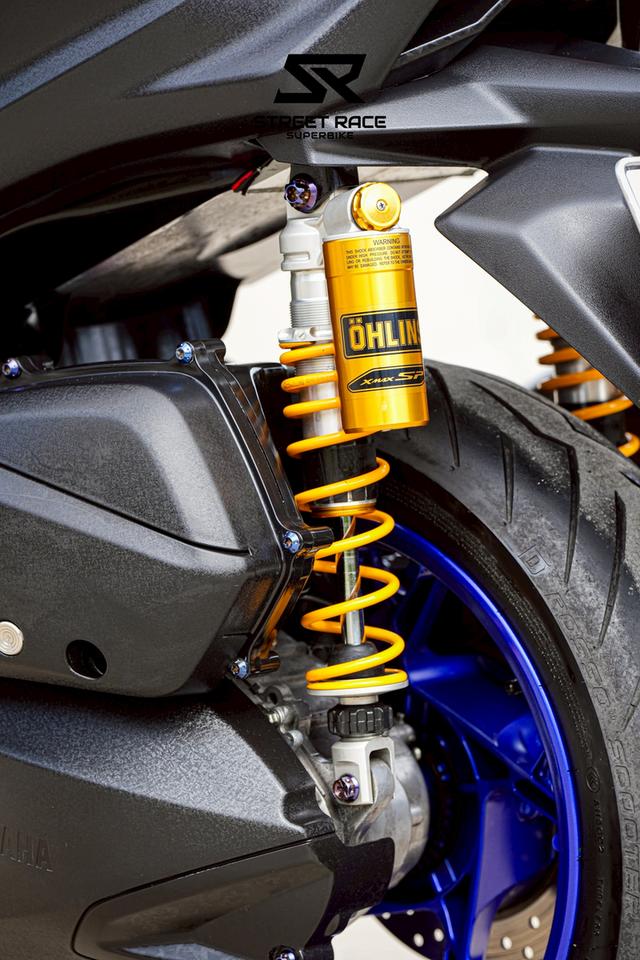 2021 Yamaha xmax 2021 เทาล้อน้ำเงิน โช๊ค ohlins + ท่อ atom titanium ของแต่งเบิกใหม่ทั้งคัน