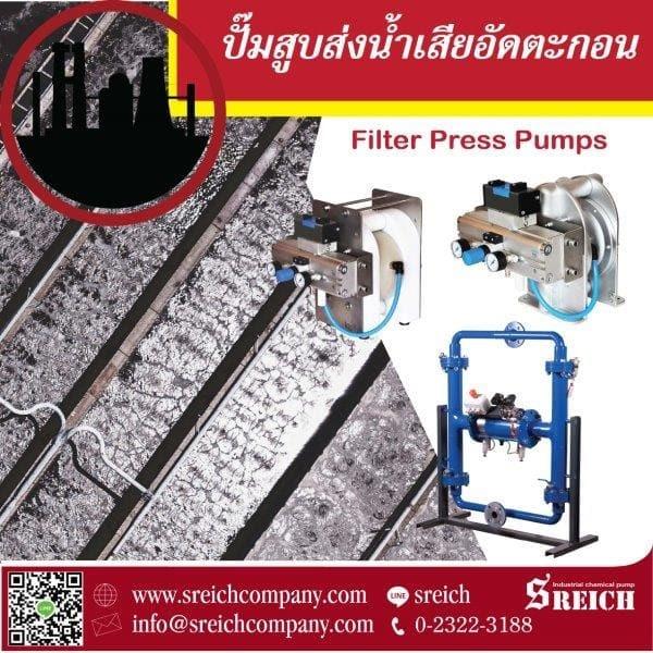 ปั๊มดูดน้ำเสียเข้าเครื่องบีบอัดตะกอน Filter press