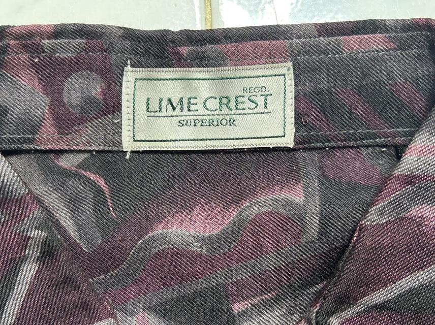 🔥 RARE! MADE IN JAPAN 90s 🇯🇵 เสื้อเชิ้ต LIME CREST ลายคิวบิสม์ดาร์ก ผ้าผสม Wool สภาพกริบ 🔥 รูปที่ 6