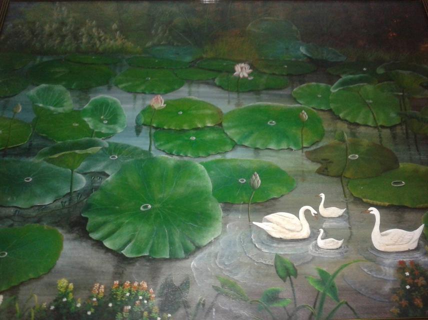 ภาพวาดสระบัวสีอคีลิค