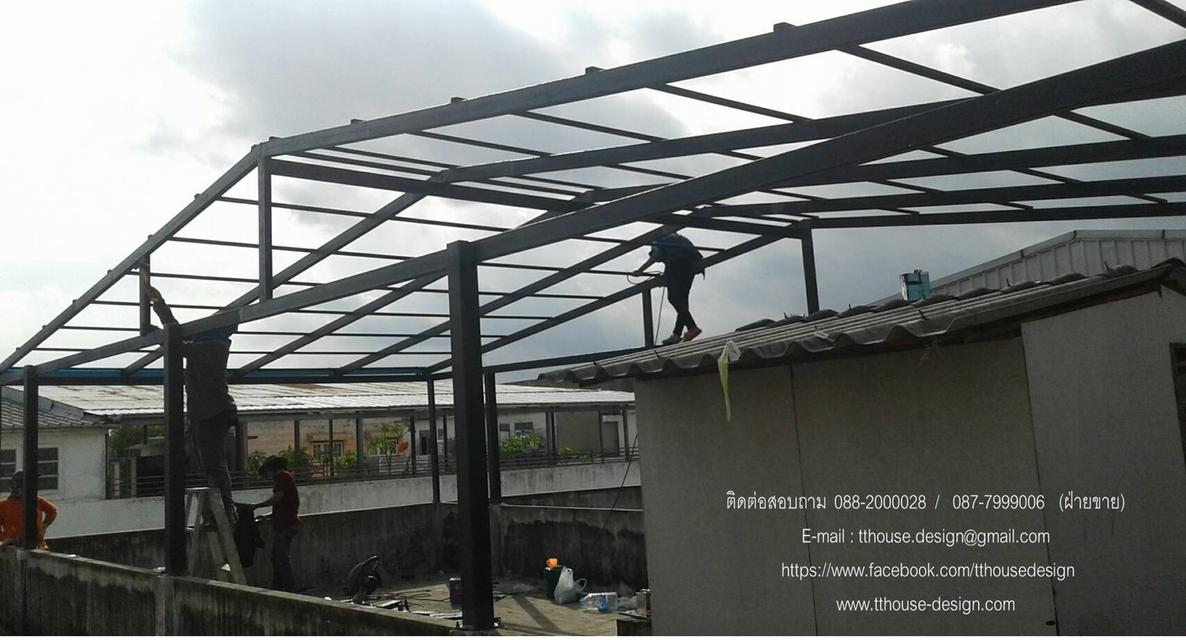รับเหมา ต่อเติม โครงหลังคา กันสาด ห้องครัว เทพื้นปูกระเบื้อง Line dddesign23 รูปที่ 4