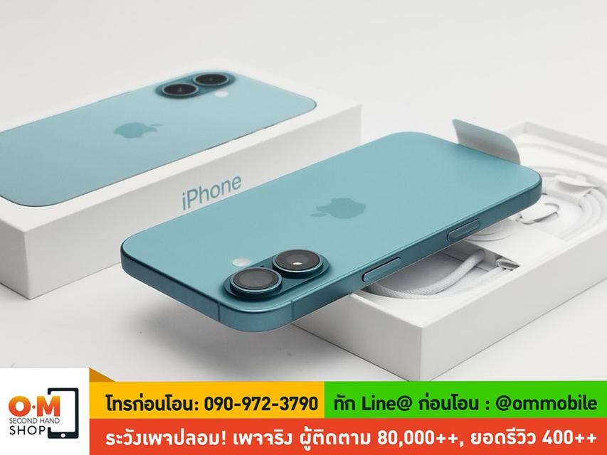 ขาย/แลก iPhone 16 128GB Teal ศูนย์ไทย ประกันศูนย์ 29/09/2025 อายุ 2 วัน สภาพใหม่มาก แกะเช็ค แท้ ครบกล่อง เพียง 27,500 บาท 2