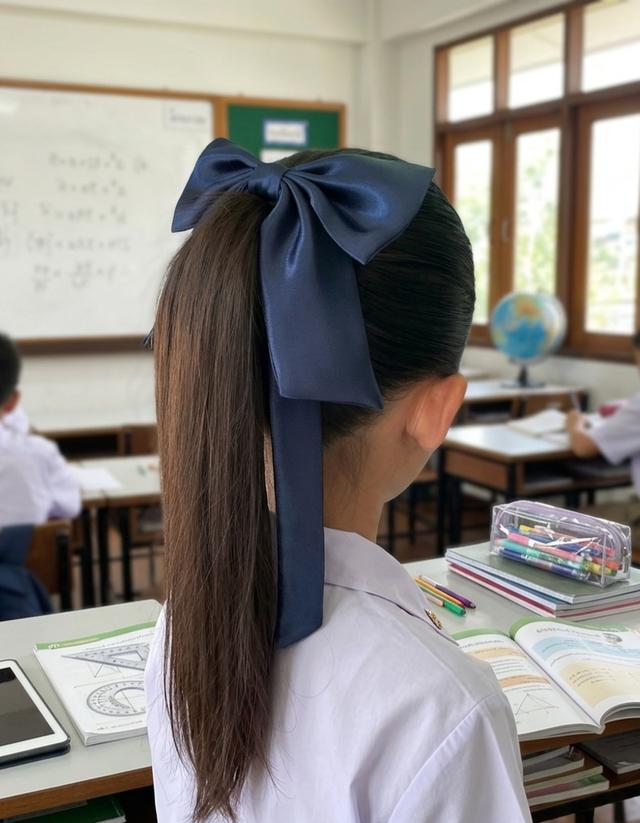 โบว์ติดผม โบว์นักเรียน สีกรม