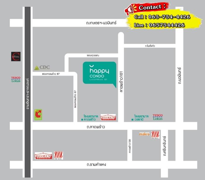 Happy Condo Ladprao 101 ห้องขนาด 36 ตารางเมตร 1 ห้องนอน ชั้น5 ตึก North ตกแต่งใหม่ พร้อมเข้าอยู่ (เลี้ยงสัตว์ได้) 11