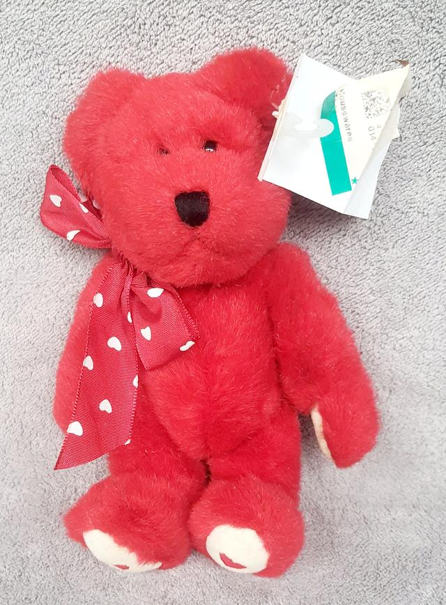 ตุ๊กตาหมีบอย The  Boyds Bear Huggleby B Bearikind หมีสีแดงสด ขนาด 8นิ้ว