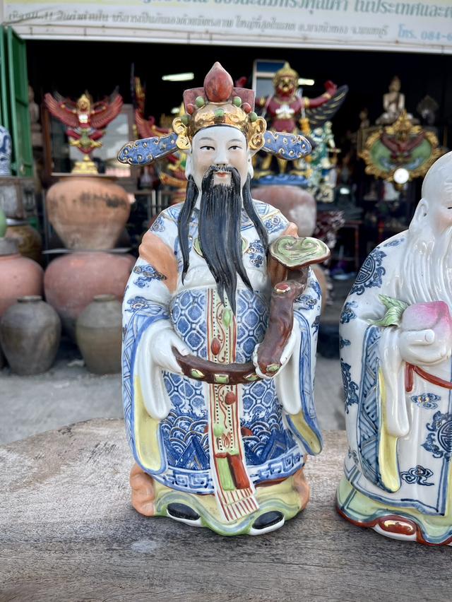 เทวรูปจีน ฮก ลก ซิ่ว เนื้อกระเบื้องกังไส ขนาด14นิ้ว ชุด3องค์ ฮกลกซิ่ว 4