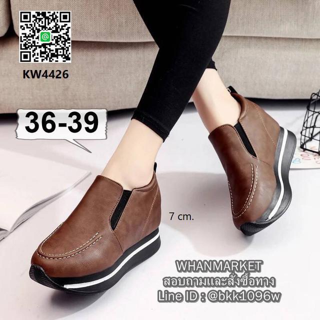 รองเท้าผ้าใบเสริมส้น สไตล์เกาหลี เสริมส้น3cm เสริมภายใน4cm วัสดุหนังpu  3