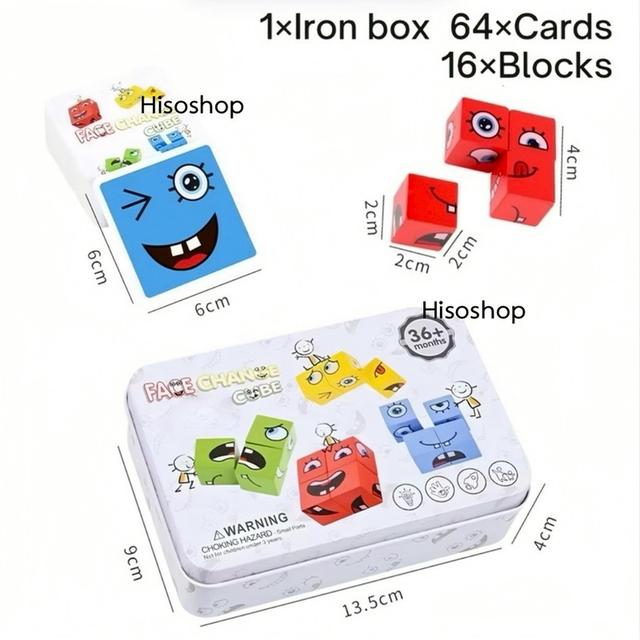 FACE CHANG RUBIK'S CUBE เกมส์ลูกเต๋าเปลี่ยนใบหน้า เกมลูกเต๋าเปลี่ยนอารมณ์ เกมกระดาน ฝึกความไวและความจำ แบบกล่องเหล็ก ของเล่นฝึกสมอง 2