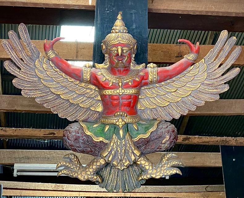 พญาครุฑไม้สัก ครุฑไม้แกะสลัก ขนาด120ซม