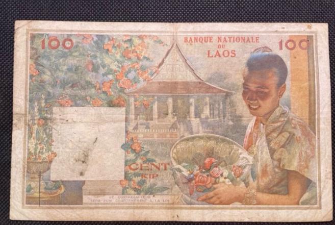 ธนบัตร100กีบ FRENCH INDOCHINE TERRITORIES. 100 KIP 4