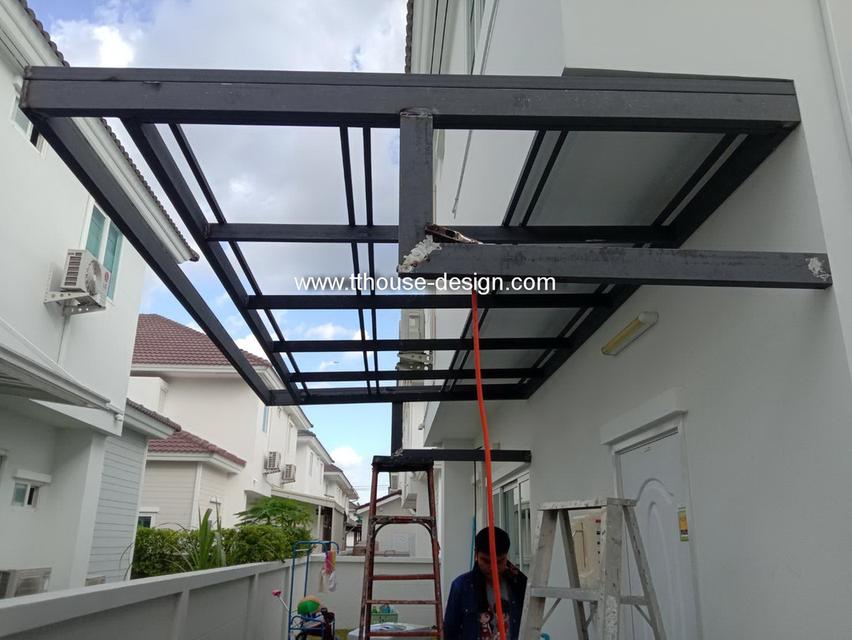 รับเหมาต่อเติม โครงหลังคา กันสาด ห้องครัวเทพื้นปูกระเบื้อง ID Line : dddesign23 11