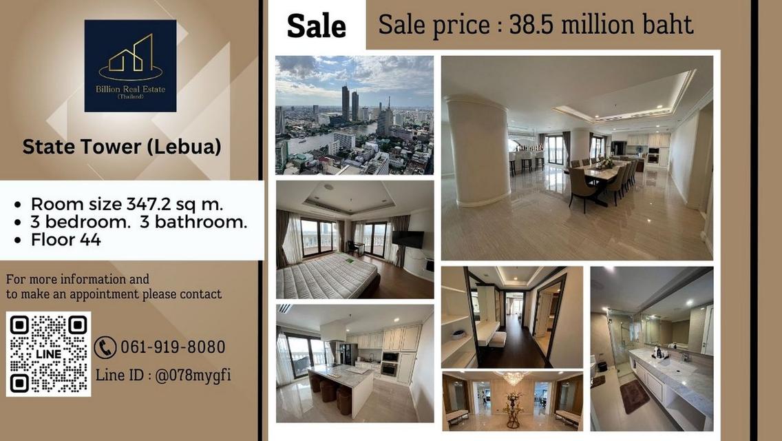 Condo For SALE State Tower Condo 3 Beds 3 Baths 347 Sqm 44th Floor 3