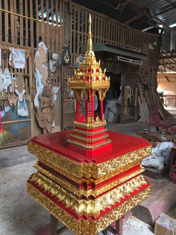 บุษบกไม้สักแกะสลัก จำหน่ายและสั่งทำตามขนาด รูปที่ 9